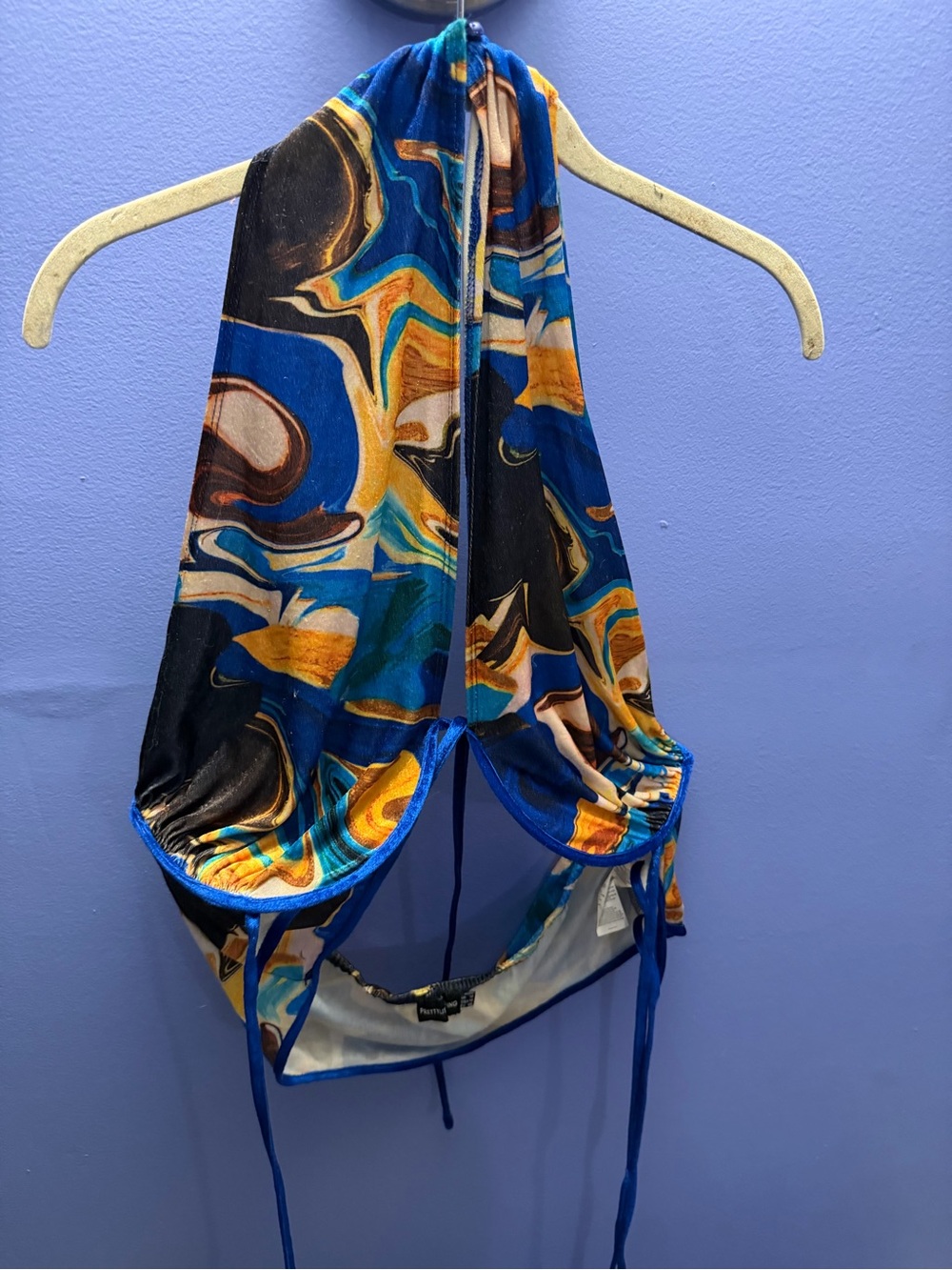 PrettyLittleThing Blue & Yellow Multicolor Halter Top